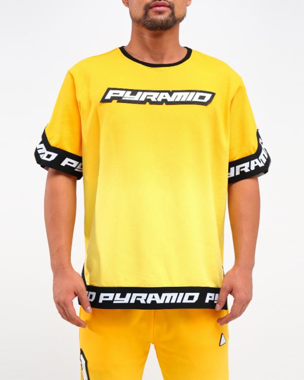 Rakuten - BLACK PYRAMID DIP DYE PASTEL SHOOTING Tシャツ半袖(Y1161844)YELLOW/ブラックピラミッド/クリスブラウン/AZ46★USLANYカジュアルストリートHIPHOPB系/大きいサイズ
