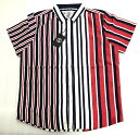 SWITCH REMARKABLE ストライプシャツ 半袖/赤/M/L/XL/2XL/HIPHOP/B系/大きいサイズ/USサイズ/BF79★USLANYカジュアルストリートHIPHOPB系/大きいサイズ