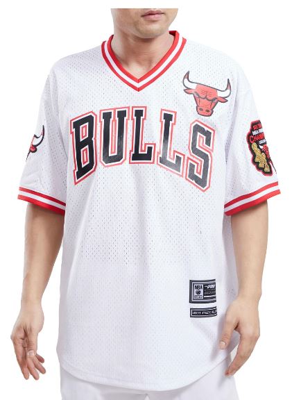 PRO STANDARD Chicago Bulls VネックジャージTシャツ/白/M/L/XL/2XL/3XL/シカゴ・ブルズ/HIPHOP/NBA/BG1/USサイズ/大きいサイズ/キングサイズ/ウエッサイ/チカーノ