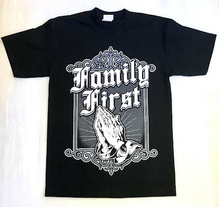 Rakuten - PRO TEAM プレイハンド・FAMILY FIRST プリント Tシャツ半袖/BLK/LA/HIPHOP/M/L/XL/2XL/3XL/大きいサイズ/ヘビー/USサイズ/BH47/B系