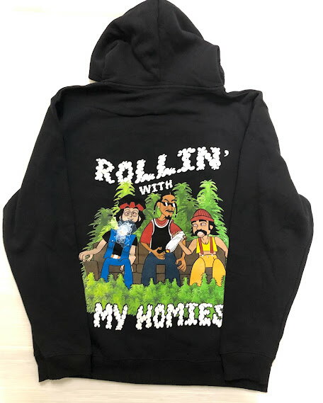 NO BRAND ROLLIN' WITH MY HOMIES プリントプルオーバーパーカー/M/L/XL/2XL/3XL/USサイズ/大きいサイズ/LA/BH71/ウエッサイ★US購入B系HIPHOPカジュアルストリートセレブ【送料無料】