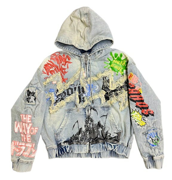 Rakuten - SMOKE RISE ペイントデザインショート丈デニムジャケット/JJ26S448/S/M/XL/USサイズ/B系/HIPHOP/BK68
