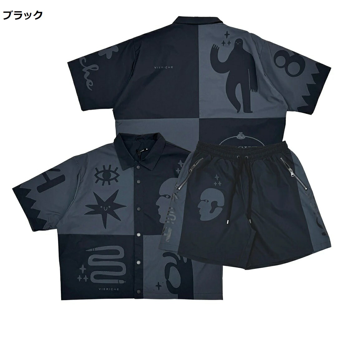 Rakuten - VIE RICHE ショート丈トライバルセットアップ 半袖/VR1515/VR1516/S/M/L/XL/2XL/3XL/USサイズ/HIPHOP/B系/大きいサイズ/BK79