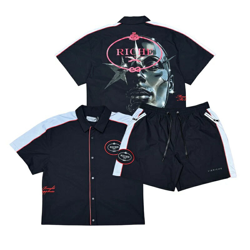 Rakuten - VIE RICHE ショート丈 OLLYWOODセットアップ 半袖/VR2035/VR2036/S/M/L/XL/2XL/3XL/USサイズ/HIPHOP/B系/大きいサイズ/BK82