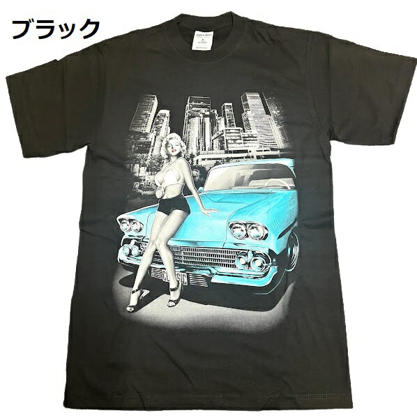 Rakuten - SHAKA WEAR BLVD NIGHTS クラッシックカー＆レディ柄プリント Tシャツ半袖/LA/HIPHOP/M/L/XL/2XL/3XL/大きいサイズ/ヘビー/BK91/B系