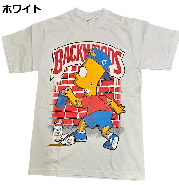 Rakuten - SHAKA WEAR BACKWOODSシンプソンズパロディプリント Tシャツ半袖/LA/HIPHOP/M/L/XL/2XL/3XL/大きいサイズ/ヘビー/BK92/B系