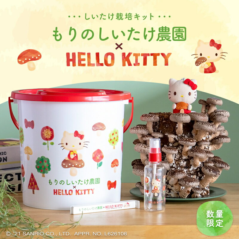 もりのしいたけ農園 HELLO KITTY| ハローキティ キティちゃん サンリオ きのこ きのこ栽培 キノコ栽培 しいたけ栽培キット しいたけ 椎茸 シイタケ 数量限定 室内 栽培キット 家庭菜園キノコ …