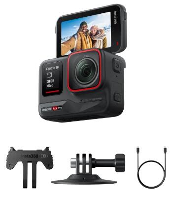DroneKingdom ドローン王国の【セール！数量限定】Insta360 AcePro＋黒自撮り棒+保護ガラス+SD64GB+純正ミニケース+1/4マウントアダプター+おまけPro2収納ケース｜アングル3