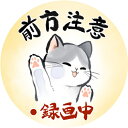 当店オリジナル セーフティサイン シール ステッカー 和風 筆絵 イラスト 水彩風 猫 CAT ねこ ネコ 直径15cm かわいい シンプル プレゼント カーサイン セーフティーサイン 録画中 前方注意 ドライブレコーダー あおり運転 対策 屋外 車 耐水 耐候 ガラス ハンドメイド