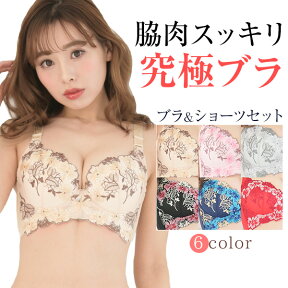 【期間限定SALE 500円off】ブラジャー ショーツ セット 脇肉スッキリ 補正ブラ リフトアップ ブラ ブラジャー バストメイク 補正下着 盛り 脇高 谷間メイク 盛りナイトブラ 美盛 メール便 送料無料 【dsp036】[M便 1/1]