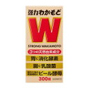 項目 内容 医薬品区分 指定医薬部外品 薬効分類 制酸・健胃・消化・整腸を2以上標榜するもの ビタミン含有保健薬（ビタミン剤等） 承認販売名 製品名 強力わかもと 製品名（読み） キョウリョクワカモト 製品の特徴 強力わかもとは，消化・整腸・栄養補給の3つの働きをもった胃腸薬です。 ◆アスペルギルス・オリゼーNK菌培養末が弱った胃腸の消化を助け，胃のもたれや食欲不振などに効果があります。 ◆乳酸菌培養末が，腸内の有害菌を抑えて，おなかの調子を整え，おなかの張りに効果があります。また，便通を促し，便を柔らかくすることにより，便秘にも効果があります。 ◆2種類の培養末と酵母に含まれているビタミンB群をはじめとする豊富な栄養素が，滋養強壮，肉体疲労時の栄養補給などに役立ちます。 ◆3つの天然由来成分を主原料とした製品です。 ◆お子様からお年寄りの方まで幅広い年齢層の方に服用していただけます。 使用上の注意 ■相談すること 1．次の人は服用前に医師又は薬剤師に相談してください。 （1）医師の治療を受けている人。 （2）本人又は家族がアレルギー体質の人。 （3）薬によりアレルギー症状を起こしたことがある人。 2．次の場合は，直ちに服用を中止し，この文書を持って医師又は薬剤師に相談してください。 （1）服用後，次の症状があらわれた場合 ［関係部位：症状］ 皮ふ：発疹・発赤，かゆみ （2）1ヵ月位服用しても症状がよくならない場合 効能・効果 胃もたれ，食欲不振，消化不良，消化不良による胃部・腹部膨満感，食べ過ぎ，胸つかえ，消化促進。 整腸（便通を整える），軟便，便秘，腹部膨満感。 滋養強壮，虚弱体質，肉体疲労・病中病後・胃腸障害・栄養障害・発熱性消耗性疾患・産前産後などの場合の栄養補給 効能関連注意 用法・用量 次の分量を食後に服用してください。 ［年齢：1回量：1日服用回数］ 成人（15歳以上）：9錠：3回 11歳以上15歳未満：6錠：3回 8歳以上11歳未満：5錠：3回 5歳以上8歳未満：3錠：3回 5歳未満：服用しないこと ※食後とは，食事の後30分以内をいいます。 ※水又はぬるま湯で服用してください。 用法関連注意 ●定められた用法・用量を厳守してください。（他のビタミン等を含有する製剤を同時に服用する場合には過剰摂取等に注意してください。） ●小児に服用させる場合には，保護者の指導監督のもとに服用させてください。 成分分量 27錠中 成分 分量 アスペルギルス・オリゼーNK菌(消化酵素産生菌)培養末 3375mg 乳酸菌培養末 675mg 乾燥酵母(ビール酵母) 2490.1mg チアミン硝化物 3.4mg リボフラビン 2mg ニコチン酸アミド 2mg 添加物 沈降炭酸カルシウム 保管及び取扱い上の注意 （1）直射日光の当たらない湿気の少ない涼しい所に，密栓して保管してください。なお，瓶入り製品については橙色のキャップで密栓して保管してください。分包品については，1包を分割して服用した残りは，袋の口を折り返して保管してください。 （2）小児の手のとどかない所に保管してください。 （3）他の容器に入れ替えないでください。（誤用の原因になったり，品質が変わります。） （4）瓶の橙色のキャップのしめ方が不十分な場合，湿気などの影響で薬が変質することがありますので，服用のつど橙色のキャップをよくしめてください。 また，ぬれた手で扱わないでください。 （5）使用期限を過ぎた製品は服用しないでください。 （6）一度開封した後は，品質保持の点から用法・用量どおりになるべく早く服用してください。 特に分包品については，品質保持の点から用法・用量どおりに2日以内に服用してください。 消費者相談窓口 会社名：わかもと製薬株式会社 問い合わせ先：お客様相談室 電話：03（3279）1221【直通】 受付時間：9：00〜17：30（土・日・祝日を除く） 製造販売会社 わかもと製薬（株） 会社名：わかもと製薬株式会社 住所：〒103-8330　東京都中央区日本橋本町二丁目2番2号 販売会社 剤形 錠剤 リスク区分 なし 広告文責 光株式会社 075-415-2304