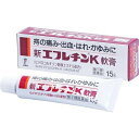 ■新エフレチンK軟膏 15g【三宝製薬】 一般に痔という場合には，いぼ痔（痔核），きれ痔，軽度の脱肛などを合併していることが多くみられます。 　新エフレチンK軟膏はこのような症状を緩和するため，患部へ塗りやすく，使いやすくした軟膏です。炎症や腫れをおさえるヒドロコルチゾン酢酸エステル，dl-メチルエフェドリン塩酸塩，うっ血をとり，血液の循環を促進するトコフェロール酢酸エステル（ビタミンE），痛み，かゆみを止めるジブカイン塩酸塩，そのほか止血，殺菌剤などを配合しています。 内容量 15g 効能・効果 きれ痔(さけ痔)・いぼ痔の痛み・かゆみ・はれ・出血・ただれの緩和及び消毒 用法・用量 適量をとり、肛門部に塗布してください。なお、1日3回まで使用できます。 ●用法・用量に関連する注意 (1)用法・用量を必ず守ってください。 (2)肛門部にのみ使用してください。 使用上の注意 ●してはいけないこと (守らないと現在の症状が悪化したり、副作用が起こりやすくなります) 1．次の人は使用しないでください。 (1)患部が化膿している人。 (2)長期連用しないでください。 ●相談すること 1．次の人は使用前に医師又は薬剤師に相談してください。 (1)医師の治療を受けている人。 (2)本人又は家族がアレルギー体質の人。 (3)薬によりアレルギー症状を起こしたことがある人。 2．次の場合は、直ちに使用を中止し、この説明書を持って医師又は薬剤師に相談してください。 (1)使用後、次の症状があらわれた場合。 【関係部位：症状】 皮ふ：発疹・発赤、かゆみ、はれ その他：刺激感、化膿 (2)10日間位使用しても症状がよくならない場合。 成分・分量 100g中に次の成分を含んでいます。 【成分：含量：働き】 酢酸ヒドロコルチゾン：0.5g：出血・はれ、かゆみをおさえます。 塩酸ジブカイン：0.5g：局所の痛み、かゆみをおさえます。 dl-塩酸メチルエフェドリン：0.5g：血管を収縮させ、出血をおさえます。 塩酸クロルヘキシジン：0.5g：細菌の感染を防ぎ、傷口の悪化を防ぎます。 酢酸トコフェロール：3g：血液循環を改善し、痔の症状を緩和します。 アルミニウム・クロルヒドロキシアラントイネート：1g：出血を防ぎ、傷口のなおりをはやめます。 酸化亜鉛：10g：出血を防ぎ、傷口のなおりをはやめます。 添加物としてゲル化炭化水素を含んでいます。 保管及び取扱い上の注意 (1)小児の手のとどかない所に保管してください。 (2)直射日光の当たらない、涼しい所に、密栓して保管してください。 (3)誤用をさけ、品質を保持するために、他の容器に入れかえないでください。 (4)使用期限を過ぎた製品は使用しないでください。なお、使用期限内であっても、開封後はなるべくはやく使用して下さい。(品質保持のため) 使用期限 使用期限まで180日以上あるものをお送りします。 製造販売元 三宝製薬株式会社 本社：〒161-0033　東京都新宿区下落合2-3-18 SKビル6F TEL：03-3952-0231 / FAX：03-3952-0691 【お客様窓口】 TEL：03-3952-0100 ＜受付時間＞9：00〜17：00（土、日、祝日を除く） 広告文責 多賀城ファーマシー 株式会社 薬剤師：根本一郎 TEL：022-362-1675 原産国 日本 リスク区分 第(2)類医薬品 ※パッケージデザイン・内容量等は予告なく変更されることがあります。 ■この商品は医薬品です。用法・用量を守り、正しくご使用下さい。 医薬品販売に関する記載事項（必須記載事項）はこちら