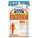 ■ビタミンC【小林製薬】 ●1粒中にレモン約23個分のビタミンC。 ※レモン1個分の果汁に含まれるビタミンCを15mgとして換算しました。(科学技術庁 資源調査会編『五訂日本食品標準成分表』より算出) ●着色料、香料、保存料すべて無添加 内容量 約60日分(180粒入) 召し上がり方 栄養補助食品として1日3粒を目安に、かまずに水またはお湯とともにお召し上がりください。※短期間に大量に摂ることは避けてください。 原材料 デンプン／ビタミンC、結晶セルロース、ショ糖脂肪酸エステル、ビタミンB2、メチルヘスペリジン 栄養成分 1日目安量(3粒あたり) エネルギー：5.3kcaL、たんぱく質：0g、脂質：0.054g、炭水化物：1.2g、食塩相当量：0-0.00025g、ビタミンC：1050mg、ビタミンB2：6.0mg、メチルヘスペリジン：3.0mg 全成分表示 ビタミンC：1050.0mg、ビタミンB2：6.0mg、メチルヘスペリジン：3.0mg、デンプン：13.9mg、結晶セルロース：126.6mg、ショ糖脂肪酸エステル：60.5mg 保存方法 直射日光をさけ、湿気の少ない涼しいところに保存してください。 ※開封後は湿らないように開封口をしっかり閉めてお早めにお召し上がりください。 注意事項 ・乳幼児・小児の手の届かない所に置いてください。 ・薬を服用中、通院中又は妊娠・授乳中の方は医師にご相談ください。 ・食物アレルギーの方は原材料名をご確認の上、お召し上がりください。 ・体質体調により、まれに体に合わない場合(発疹、胃部不快感など)があります。その際はご使用を中止ください。 ・天然由来の原料を使用のため色等が変化することがありますが、品質に問題はありません。 ・ビタミンB2の影響で尿が黄色くなることがあります。 原産国 日本 発売元 小林製薬 541-0045 大阪府大阪市中央区道修町4-4-10 受付時間9：00-17：00(土・日・祝日を除く) 健康食品・サプリメント：0120-5884-02 広告文責 多賀城ファーマシー株式会社 TEL：022-362-1675 区分 栄養補助食品 ※パッケージデザイン・内容量等は予告なく変更されることがあります。