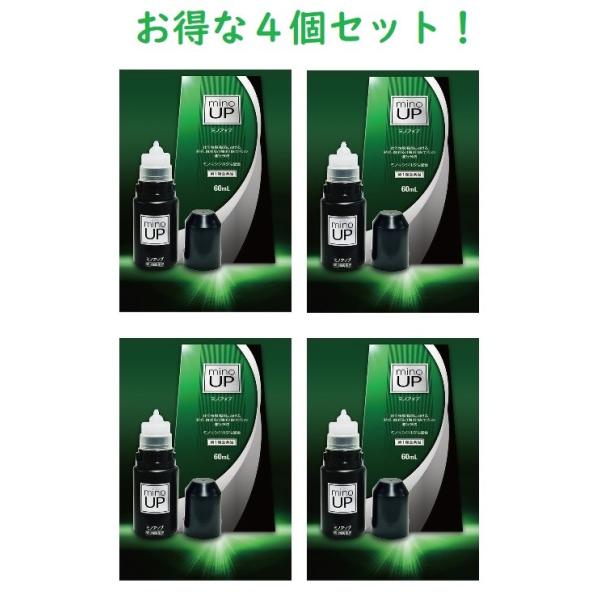 ＜重要＞ 第1類医薬品をご購入いただいた場合、ご注文後に薬剤師から情報提供メールをお送り致します。 その後、お客様から、当店にメールご返信いただくことでご注文確定となります。 当店より情報提供メール送信後3日以内にご返信が無い場合や、メールご返信内容について、薬剤師が当該医薬品をご使用いただけないと判断した場合は、第1類医薬品を含むすべてのご注文がキャンセルとなります。あらかじめご了承ください。 メールやお電話で確認させて頂く事もあります。確認が取れない場合は、お送り出来ない事もあります。 ミノアップ　60ml　4個セットです！ ◎効能・効果 壮年性脱毛症における発毛、育毛及び脱毛(抜け毛)の進行予防。 ◎用法・用量 成人男性（20歳以上）が、1日2回、1回1mLを脱毛している頭皮に塗布してください。 ＜用法関連する注意＞ （1）用法・用量の範囲より多量に使用しても、あるいは頻繁に使用しても効果はあがりません。定められた用法・用量を厳守してください（決められた以上に多く使用しても、効果の増加はほとんどなく、副作用の発現する可能性が高くなります）。 （2）目に入らないように注意してください。万一、目に入った場合には、すぐに水又はぬるま湯で洗ってください。なお、症状が重い場合には眼科医の診療を受けてください。 （3）薬液のついた手で、目等の粘膜にふれると刺激があるので、手についた薬液はよく洗い落としてください。 （4）アルコール等に溶けるおそれのあるもの（メガネわく、化学繊維等）にはつかないようにしてください。 （5）整髪料及びヘアセットスプレーは、本剤を使用した後に使用してください。 （6）染毛剤（ヘアカラー、毛染め、白髪染め等）を使用する場合には、完全に染毛を終えた後に本剤を使用してください。 ◆用法・用量を守り、効果がわかるようになるまで少なくとも4ヵ月間、毎日使用してください。効果を維持するには継続して使用することが必要で、使用を中止すると徐々に元に戻 ります。又、毛髪が成長する程度には個人差があり、誰にでも効果があるわけではありません。以上の内容を十分ご理解の上、ご購入ください。 ◎有効成分（100mL中） ミノキシジル 5.0g 添加物：エタノール、1,3-ブチレングリコール、プロピレングリコール、ph調整剤 ■使用上の注意■ 【お問い合わせ先】 東和薬品株式会社くすり相談 0120-108-415 受付時間：平日9：00〜17：30 （土日、祝日、その他当社の休業日を除きます。） ■使用期限 医薬品につきましては使用期限まで1年以上あるものをお送りします ■広告文責 株式会社ヤナガワ薬局　Tel:045-945-1333 医薬販売に関する記載事項はこちら◎ミノアップは、有効成分であるミノキシジルを、5％配合した男性用の発毛剤です。 ◎毛包を大きくして毛幹を太くし、毛髪の成長期を刺激することで、発毛を促進します。 ◎1回の使用量（1mL）を計量できる容器です。 リアップx5　アロゲイン　リグロ　リザレック　ミノグロウ　ミノカミング　スカルプD