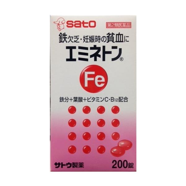 ◎効能 一般の鉄欠乏及び諸疾患にともなう貧血。 妊娠時の貧血。 小児の栄養障害による貧血、虚弱児・腺病質児・発育不良児の増血及び栄養補給。 寄生虫性貧血。 貧血に原因する全身倦怠・動悸。 病中・病後の増血及び回復促進。 ◎成分・分量 （1錠中） (内核)フマル酸第一鉄・90mg、硫酸銅・0.35mg、硫酸コバルト・0.15mg、硫酸マンガン・0.05mg (外層)ビタミンB6・3mg、ビタミンB12・10μg・ビタミンC・60mg、ビタミンE酢酸エステル(酢酸トコフェロール)・5mg、葉酸・1mg、銅クロロフィリンカリウム・1.66mg、銅クロロフィリンナトリウム・1.66mg ◎用法・用量 大人(15才以上)1回2〜3錠、7〜14才1回1錠、1日2回食後に服用します。 使用上の注意 &lt;してはいけないこと&gt; (守らないと現在の症状が悪化したり、副作用が起こりやすくなります) 本剤を服用している間は、次の医薬品を服用しないでください。 他の貧血用薬 &lt;相談すること&gt; 1.次の人は服用前に医師又は薬剤師にご相談ください。 (1)医師の治療を受けている人。 (2)妊婦又は妊娠していると思われる人。 (3)本人又は家族がアレルギー体質の人。 (4)薬によりアレルギー症状を起こしたことがある人。 2.次の場合は、直ちに服用を中止し、この文書を持って医師又は薬剤師にご相談ください。 (1)服用後、次の症状があらわれた場合 (関係部位:症状) 皮ふ:発疹・発赤、かゆみ 消化器:悪心・嘔吐、胃部不快感、腹痛 (2)2週間位服用しても症状がよくならない場合 3.次の症状があらわれることがありますので、このような症状の継続又は増強が見られた場合には、服用を中止し、医師又は薬剤師にご相談ください。 便秘、下痢 ■保管及び取り扱い上の注意 （1）直射日光の当たらない湿気の少ない涼しい所に密栓して保管してください。 （2）小児の手の届かない所に保管してください。 （3）他の容器に入れ替えないでください。（誤用の原因になったり品質が変わることがあります。） （4）使用期限（外箱に記載）を過ぎたものは服用しないでください。 【お問い合わせ先】 佐藤製薬 107-0051 東京都港区元赤坂1-5-27AHCビル 03-5412-7393 ■使用期限 医薬品につきましては使用期限まで1年以上あるものをお送りします ■広告文責 株式会社ヤナガワ薬局　Tel:045-945-1333 医薬販売に関する記載事項はこちら貧血の改善に効果のあるフマル酸第一鉄と葉酸、ビタミンB12を配合。