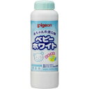 商　　品　　特　　徴 赤ちゃんに安心な酸素系漂白剤。 洗剤と一緒に入れるだけで、食べこぼしやおむつの 黄ばみ、ミルクや果汁などのシミをきれいにおとします。漂白しながら除菌・消臭もでき、色柄物にも使えます。 有効酸素の働きで、おむつ・肌着・よだれかけなどの シミをきれいに漂白・除菌。 植物系消臭剤配合で、便・尿・食べこぼし・汗など 赤ちゃんまわりのにおいすっきり消します。 洗剤といっしょに洗濯機で使えます。粉末タイプ。キャップで簡単に計量できます。洗濯機で35回分。 シミ・汚れが落ちにくいときは、ぬるめのお湯 （約40℃）でつけおき漂白すると効果的です。 無リン、無蛍光、無着色、無香料。 ※絹・毛・ウール以外の繊維にお使いください。 内容量 350g 使用量の目安 洗濯機洗い／水30Lに10g （キャップの計量棒先端まで） しみ抜きに／水1Lに5g（キャップの 計量棒1/2まで） 成分 過炭酸ナトリウム（酸素系）、 アルカリ剤（炭酸塩）、漂白活性化剤、 酵素（液性：弱アルカリ性） メーカー名 ピジョン株式会社　