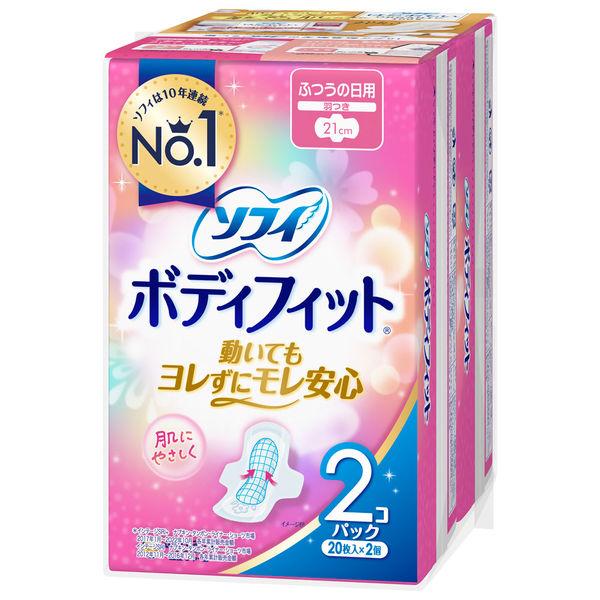 《ユニチャーム》 ソフィ ボディフィット ふつうの日用 羽つき 21cm 20枚×2個