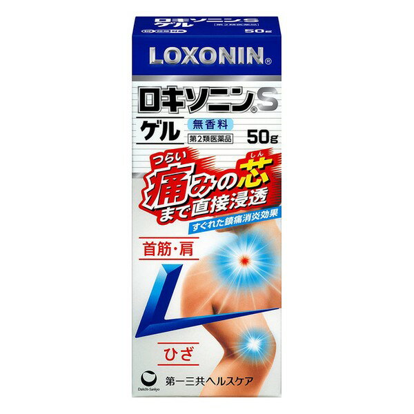 ※商品リニューアル等によりパッケージデザイン及び容量は予告なく変更されることがあります ■ すぐれた鎮痛消炎効果をもつ「ロキソプロフェンナトリウム水和物」を配合。 肩・腰・関節・筋肉の痛みにすぐれた効き目。 ■ 痛みの芯まで直接浸透。つらい痛みにしっかり効く。 ■ のびがよく、ひじ・ひざ等の関節部位にも塗りやすい。 無色透明で衣服についても目立たない。 効能・効果 腰痛、肩こりに伴う肩の痛み、関節痛、筋肉痛、腱鞘炎（手・手首の痛み）、肘の痛み（テニス肘など）、打撲、捻挫 成分・分量 成分 分量 はたらき ロキソプロフェンナトリウム水和物 1.13g （無水物として1g） 炎症や痛みのもと 【プロスタグランジン】をおさえます。 ［添加物］ エタノール、1,3‐ブチレングリコール、ヒプロメロース、カルボキシビニルポリマー、トリエタノールアミン 用法・用量 1日3〜4回、適量を患部に塗擦して下さい。 容量 50g ご注意 使用上の注意 してはいけないこと(守らないと現在の症状が悪化したり、副作用が起こりやすくなります) 次の人は使用しないでください。 本剤又は本剤の成分によりアレルギー症状を起こしたことがある人 本剤又はほかの解熱鎮痛薬、かぜ薬、外用鎮痛消炎薬をしようしてぜんそくを起こしたことがある人 15歳未満の小児 次の部位には使用しないでください。 目の周囲・粘膜等 皮膚の弱い部位（顔・わきの下等） しっしん、かぶれ、傷口 みずむし・たむし等又は化膿している患部 本剤をしようしている間は、ほかの外用沈痛消炎薬を使用しないでください。 連続して2週間以上使用しないでください。（本剤は痛みを一時的におさえるものです。痛み等の症状が継続する場合には、使用を中止し、医師の診療を受けてください） 相談すること 次の人は使用前に医師、薬剤師又は登録販売者に相談してください。 医師の治療を受けている人 薬などによりアレルギー症状を起こしたことがある人 妊娠又は妊娠していると思われる人 高齢者 次の診断を受けた人 気管支ぜんそく 使用後、次の症状があらわれた場合は副作用の可能性がありますので、直ちにしようを中止し、この外箱を持って医師、薬剤師又は登録販売者に相談してください。 皮膚：発疹・発赤、かゆみ、はれ、ヒリヒリ感、かぶれ、水疱、色素沈着 消化器：胃部不快感、みぞおちの痛み その他：むくみ まれに下記の重篤な症状が起こることがあります。その場合は直ちに医師の診療を受けてください。 ショック（アナフィラキシー） 使用後、次の症状があらわれることがありますので、このような症状の持続又は増強が見られた場合には、使用を中止し、この外箱を持って医師、薬剤師又は登録販売者に相談してください。 下痢・軟便 5〜6日間使用しても症状がよくならない場合は使用を中止し、この外箱を持って医師、薬剤師又は登録販売者に相談してください。（他の疾患の可能性があります） 用法・用量に関連する注意 用法・用量を厳守してください。 使用部位をラップフィルム等の通気性の悪いもので覆わないでください。 本剤は、痛みやはれの原因になっている病気を治療するのではなく、痛みやはれ等の症状のみを治療する薬剤なので、症状がある場合だけ使用してください。 1回あたり8cm（約2g）、1週間あたり50gを超えて使用しないでください。 目に入らないように注意してください。万一、目に入った場合には、すぐに水又はぬるま湯で洗ってください。なお、症状が重い場合には、眼科医の診療を受けてください。 外用にのみ使用してください。 使用後は手を洗ってください。 保管及び取り扱い上の注意 直射日光の当たらない湿気の少ない涼しい所に密栓して保管してください。 小児の手の届かない所に保管してください。 他の容器に入れ替えないでください。（誤用の原因になったり品質が変わること があります） 火気に近づけないでください。 本剤は化学繊維、プラスチック類、塗装面等を溶かしたりすることがありますので、床、家具、メガネ等につかないようにして下さい。 表示の使用期限を過ぎた製品は使用しないでください。また、開封した後は、なるべく早く使用してください。 製造販売元 第一三共ヘルスケア株式会社〒103-8234東京都中央区日本橋三丁目14番10号0120-337-336 製造国 日本 使用期限 使用期限が180日以上あるものをお送りします 商品区分 第2類医薬品 広告文責 有限会社　永井(072-960-1414・090-8657-5539)　