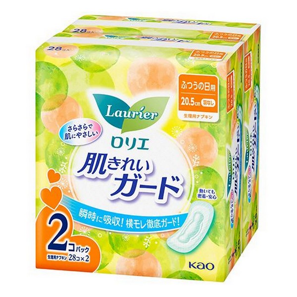 【医薬部外品】《花王》 ロリエ 肌きれいガード 昼用 羽なし 28コ入×2 (生理用ナプキン) 返品キャンセ..