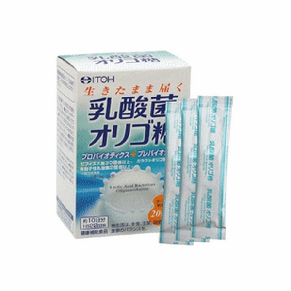 ※商品リニューアル等によりパッケージデザイン及び容量は予告なく変更されることがあります ■ 乳酸菌・ビフィズス菌と、そのエサとなって増殖を助けるガラクトオリゴ糖や食物繊維を配合 ■ 健康や美容など幅広い面からサポートしてくれます ■ 飲みやすくておいしい、ヨーグルト味の粉末タイプ 成分 2袋(4g)中： 有胞子性乳酸菌 2億個以上/ビフィズス菌 30億個以上/ガラクトオリゴ糖 180mg/難消化性デキストリン(水溶性食物繊維) 360mg エネルギー 4kcal たんぱく質 0.01g 脂質 0g 糖質 3.42g 食物繊維 0.52g ナトリウム 0.3mg 内容 20袋 メーカー名 井藤漢方製薬株式会社 ご使用方法 健康補助食品として、1日2袋を目安に、そのままお召し上がりください ご注意 高温・多湿、直射日光を避け、涼しい所に保管してください 1日の摂取目安量を守ってください 食品アレルギーのある方は原材料をご確認ください ごくまれに体質に合わない方もおられますので、その場合はご利用をお控えください 薬を服用あるいは通院中、また妊娠・授乳中の方は医師とご相談の上お召し上がりください 味や色、香りが多少変わる場合もありますが、品質には問題ありません 湿気等により固まる場合がありますが、品質には問題ありません 袋開封後はすぐにお召し上がりください 乳幼児の手の届かない所に保管してください 食生活は、主食、主菜、副菜を基本に、食事のバランスを アレルギー物質　：　乳 商品区分 健康食品＞その他 広告文責 有限会社　永井(090-8657-5539,072-960-1414)　