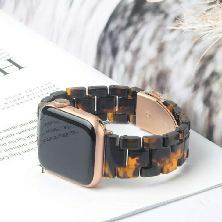 apple watch ベルト バンド べっ甲 アップルウォッチ 専用 交換用 バンド カスタム 42mm 44mm べっこう 交換ベルト 着せ替え【追跡可能メール便】