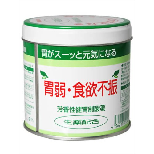 ◆商品説明◆ ●食べすぎ・飲みすぎ・胃のもたれに ●制酸薬で胃酸をすばやく中和し、胸やけ、胃酸過多、胃痛などを改善します。 ●芳香性健胃生薬が、胃もたれ、胃痛、食欲不振、むかつきなどを改善します。 ●メントール配合で胃がスーッとします。 ●現代は食生活が非常に豊かになっている反面、胃腸の不調を訴える人が増えてきています。それは生活環境の多様化から生じる様々なストレスにその一因があると考えています。たとえば、脂肪・たんぱく質・アルコール飲料など摂取量が増えていることによる「食」のストレスや複雑な社会環境から生じる「精神」のストレスがその一例です。全国胃散 分包は、そんな現代人に現れやすい胃腸の悩みを解消するためにつくられた胃腸薬です。 ●全国胃散 分包は、自然の生薬の良さを生かしながら制酸剤を配合した、胃にとてもやさしい薬です。胃酸を中和しながら飲み過ぎ、胸やけ、胃のもたれなどの症状にスーッと効いて清涼感とともにすぐれた効果をあらわします。 ●胃酸をすばやく中和する作用に優れ、胃のトラブルを解消します。 ●健胃剤としての効能も大きく期待されます。 ●制酸薬2種、健胃生薬4種から構成されており、効果的な配合が胃の酸度を調整し、胃のはたらきを良好にします。又、苦味健胃生薬のセンブリがより効果を発揮し、胃腸改善が期待されます。 ●大人から8才以上の小人まで安心して飲んでいただける胃薬です。 【効能 効果】 ・食べ過ぎ(過食)、飲み過ぎ(過飲)、胃弱、食欲不振、もたれ(胃もたれ)、胸やけ、消化不良、胃痛、胃酸過多、はきけ(むかつき、胃のむかつき、二日酔・悪酔のむかつき、嘔気、悪心)、嘔吐、胃部不快感、胸つかえ、胃重、げっぷ、胃部・腹部膨満感 【用法 用量】 ・次の1回量を1日3回食後に水又はさゆで服用してください。 大人(15才以上)・・・1サジ 約1.5g 8才以上〜15才未満・・・1／2サジ 約0.75g 8才未満・・・服用しないでください ★用法・用量に関する注意 ・小児に服用させる場合には、保護者の監督のもとに服用させてください。 ・用法・用量を正しく守って、服用してください。 ・添付のサジを清潔に使用してください。 【成分】 (4.5g(大人一日量)中) 炭酸水素ナトリウム・・・2900mg 炭酸マグネシウム・・・1000mg ケイヒ末・・・370mg ウイキョウ末・・・100mg ショウキョウ末・・・100mg センブリ末・・・20mg 添加物：L-メントール 【注意事項】 ★使用上の注意 ＜相談すること＞ ・次の人は服用前に医師、薬剤師又は登録販売者にご相談ください。 (1)医師の治療を受けている人。 (2)腎臓病の診断を受けた人。 ・2週間位服用しても症状がよくならない場合は服用を中止し、製品の文書を持って医師、薬剤師又は登録販売者に相談してください。 ★保管及び取扱い上の注意 ・直射日光の当たらない湿気の少ない涼しい所に保管してください。 ・小児の手の届かない所に保管してください。 ・他の容器に入れ替えないでください。(誤用の原因となったり品質が変わる) ・期限を過ぎた製品は服用しないでください。 規格詳細 【第3類医薬品】 発売元 全国薬品工業 広告文責 (株)せいき　薬剤師　大黒　貴和　0721-50-0232　日本製 製造・取扱中止・長期欠品の場合はキャンセル処理をさせて頂く場合がございます。 パッケージデザイン等は予告なく変更されることがあります。予めご了承下さい。 メーカー取り寄せのため、ご注文確定後、1〜7日以内に発送予定（土日祝除く）。 期限がある商品は1年以上あるものを発送します。　