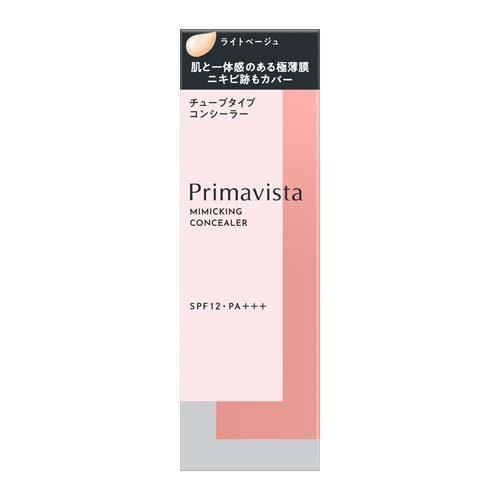 ◆商品説明◆●極薄膜が肌になじんでフィット。素肌との境目が目立ちにくく一体感のある仕上がりに。●密着とのびの両立で、ニキビ跡などの色ムラを自在にカバー。●ヨレを防いで、きれいな仕上がりが夕方まで続きます。●シミ・ソバカス・赤みをカバー●ファンデーションとして広範囲にも使用できる●美容液コンシーラー。保湿成分配合(アスナロ枝エキス)●香料は配合されていません●ノンコメドジェニックテスト済み。アレルギーテスト済み：すべての方にアレルギーがおこらない、コメド(ニキビのもと)ができないというわけではありません。【販売名】プリマヴィスタ ミミックシーラー ライトベージュ【使用方法】ニキビ跡などのスポット使いには、指の腹で軽く押さえるようにして広げた後、境目をぼかすように肌になじませます。赤みの気になる小鼻周りや頬などの広範囲使いには、のび広げた後、境目をぼかすように肌になじませます。ファンデーションと合わせてお使いになる場合は、お使いのファンデーションのタイプに合わせて、次の順序でご使用ください。(パウダータイプの方)コンシーラー↓パウダーファンデーション(リキッドまたはクリームタイプの方)リキッド・クリームファンデーション↓コンシーラー【成分】水、シクロペンタシロキサン、トリメチルシロキシケイ酸、ジメチコン、酸化チタン、エタノール、酸化亜鉛、PEG-12ジメチコン、PEG／PPG／ポリブチレングリコール-8／5／3グリセリン、ポリシリコーン-9、ジステアルジモニウムヘクトライト、トリエトキシカプリリルシラン、メチルトリメチコン、BG、水酸化Al、ステアロイルグルタミン酸2Na、グリセリン、アスナロ枝エキス、グリチルレチン酸ステアリル、(+／-)タルク、酸化鉄【注意事項】・傷、はれもの、湿疹等異常のあるところには使用しないでください。・肌に異常が生じていないかよく注意してご使用ください。肌に合わない時や、使用中、赤み、はれ、かゆみ、刺激、色抜け(白斑等)や黒ずみ等の異常が出た時、また日光があたって同じような異常が出た時は使用を中止し、皮ふ科医へ相談してください。使い続けると症状が悪化することがあります。・目に入らないように注意し、入った時は、すぐに充分洗い流してください。・子供や認知症の方などの誤食等を防ぐため、置き場所にご注意ください。・ご使用後は、キャップをきちんとしめてください。・SPFとは紫外線B波から肌を守る効果を示す指数、PAとは紫外線A波から肌を守る効果を示す分類です。SPF、PA表示は国際的な基準で1cm2あたり2mg塗布して測定した値です。商品選択時の目安とお考えください。・使用量が少ないと、充分な紫外線防止効果が得られにくくなります。・他の紫外線防止効果のある化粧品と併用するとより効果的です。 規格詳細 化粧品 発売元 花王 原産国 日本 広告文責 (株)せいき　薬剤師　大黒　貴和　0721-50-0232 ★★★ご注意★★★製造・取扱中止の場合はキャンセル処理をさせて頂く場合がございます。パッケージデザイン等は予告なく変更されることがあります。予めご了承下さい。ご注文確定後、3〜5日営業日以内に発送。期限がある商品は1年以上あるものを発送します。