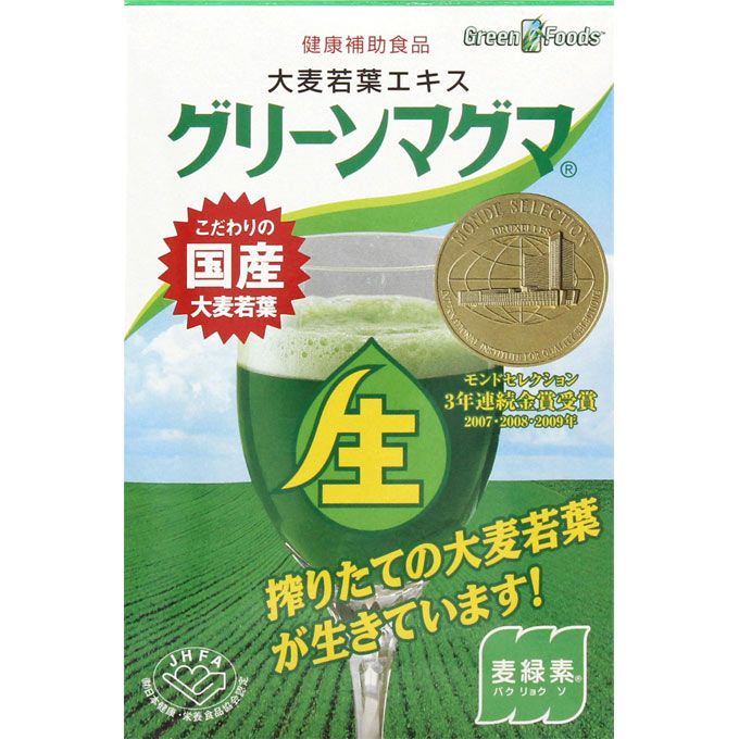 ◆商品説明◆ ＜原材料＞ 大麦若葉、デキストリン、乳糖 ＜栄養成分表示＞ 100gあたり 熱量・・・317〜405kcal たんぱく質・・・9.0〜14.0g 脂質・・・0.1〜3.0g 炭水化物・・・70.0〜85.0g ナトリウム・・・130〜800mg カリウム・・・1700〜4000mg ビタミンK・・・400〜1400μg ○規格成分及びその含有量（100gあたり） 総クロロフィル・・・160〜420mg SOD・・・110000〜310000unit 用法・用量/使用方法 ＜飲み方＞ ○健康補助食品として、1日6g（小さじ2杯）を目安にそのまま又は、お水等で召し上がりください。 ○お好みにより、ハチミツや牛乳等を加えて召し上がりください。 ※お湯をご使用になると、一部の酵素等の活性が低下し、固まることがあります。 規格詳細 &nbsp; 発売元 日本薬品開発（株） 広告文責 (株)せいき　薬剤師　大黒　貴和　0721-50-0232　日本製　健康食品 製造・取扱中止の場合はキャンセル処理をさせて頂く場合がございます。 パッケージデザイン等は予告なく変更されることがあります。予めご了承下さい。　