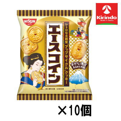 【10個セット】日清シスコ エースコイン 80g×10個【軽減税率対象商品】' お菓子 チョコ 焼き菓子 スナック せんべい ポテチ クッキー(4)