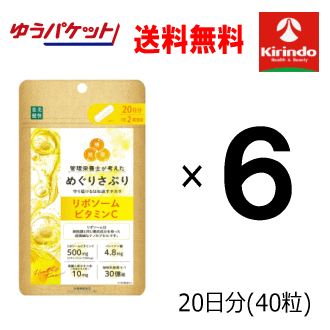 ゆうパケットで送料無料 6個セット 楽美健快 めぐりさぷり リポソームビタミンC 40粒(20日分)×6個 軽減税率対象商品 栄養機能食品 楽美健快 めぐりさぷり