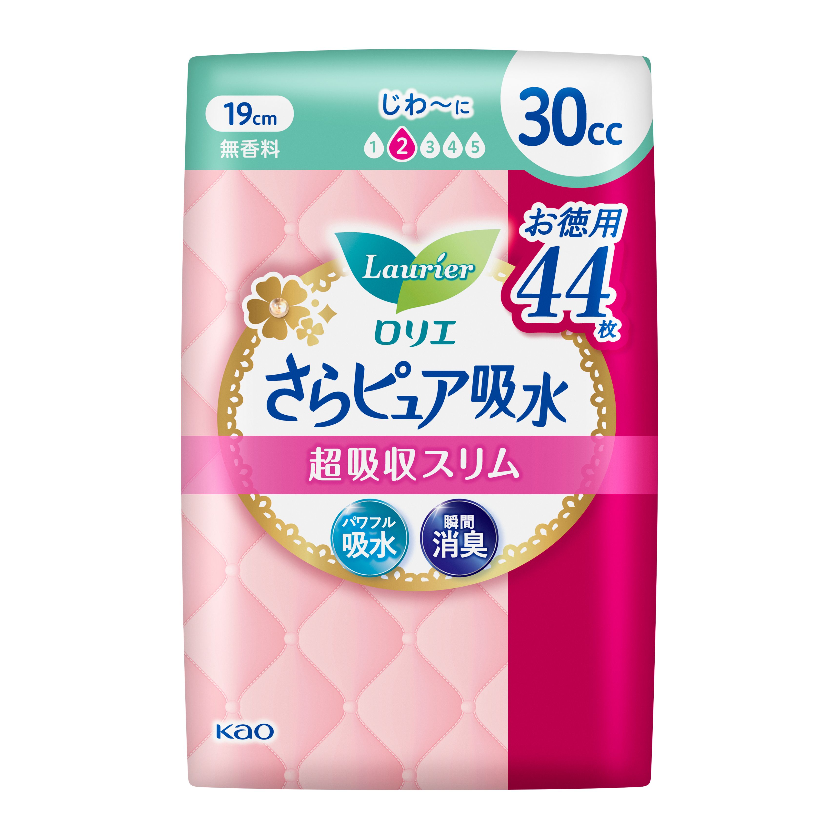 花王 ロリエ さらピュア吸水 超吸収スリム 30ccスーパージャンボ44枚※1注文につき18個(1ケ