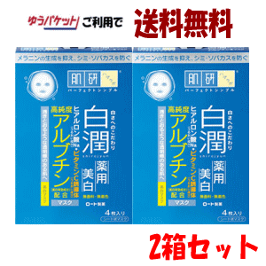 【ゆうパケットで送料無料】在庫のみ 2箱セットロート製薬 肌研 ハダラボ 白潤マスク 20mL×4枚入り×2箱セット フェイスマスク 保湿