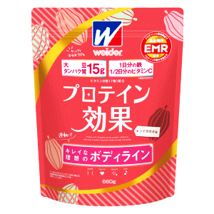 森永製菓 ウイダー プロテイン効果 ソイカカオ味 660g入り(約30回分)×1個 きれいな理想のボディライン 女性に人気 ソイプロテイン ボディメイク用プロテイン 鉄分 ビタミンC 特許成分EMR配合