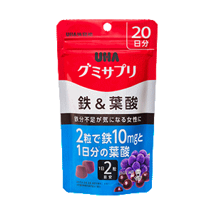 UHA味覚糖 グミサプリ 鉄&葉酸 20日分 40粒※軽減税率対象