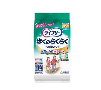 ユニ・チャーム ライフリー 歩くのらくらくうす型パンツ 2回 Mサイズ 2枚