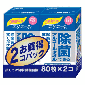 大王製紙 エリエール 除菌できるアルコールタオル つめかえ用 80枚×2P入 　パッケージリニューアルに伴い画像と異なるパッケージの場合がございます。ご了承下さいませ。