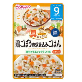 和光堂 具たっぷりグーグーキッチン 鶏ごぼうの炊き込みごはん 80g 9か月頃から 【軽減税率対象商品】