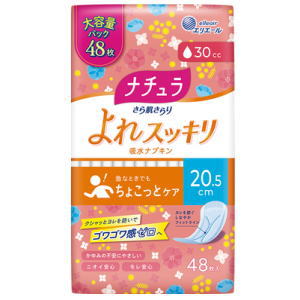 大王製紙 ナチュラ さら肌さらり よれスッキリ吸水ナプキン 20.5cm 30cc 48枚入