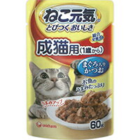 ユニ・チャーム株式会社ねこ元気　総合栄養食　パウチ　成猫用(1歳から)　まぐろ入りかつお(60g)【ねこ元気】【ドラッグピュア楽天市場店】【RCP】【北海道・沖縄は別途送料必要】