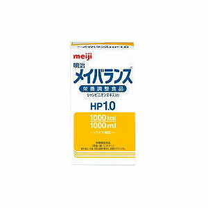 【明治メイバランス HP1.0の商品説明】バランスの良い栄養組成の栄養調整食品「明治メイバランス」。たんぱく質・亜鉛を強化した「HP1.0」です。栄養機能食品（亜鉛・銅・ビオチン）1.0kcal/ml・たんぱく質・亜鉛を強化した「明治メイバランスHP1.0」バナナ風味です。たんぱく質含有量は全エネルギーの20％。良質な乳清たんぱく質を含むトータルミルクプロテインを使用しています。7種類の微量元素（亜鉛・銅・セレン・マンガン・クロム・モリブデン・ヨウ素）を配合。亜鉛の吸収に配慮。ビオチン、シャンピニオンエキスを配合しています。■主な原材料デキストリン、乳たんぱく質、食用油脂（なたね油、パーム分別油）、難消化性デキストリン、ショ糖、食塩、シャンピニオンエキス（マッシュルーム抽出物）、食用酵母、カゼインNa、香料、pH調整剤、乳化剤、水酸化K、炭酸Mg、ビタミン、塩化K、メタリン酸Na、グルコン酸亜鉛、安定剤（ペクチン）、硫酸鉄、グルコン酸銅、（原材料の一部に大豆を含む） ■ご使用上の注意●静脈内等には絶対に注入しないでください。●牛乳・大豆由来の成分が含まれています。これらにアレルギーを示す方は使用しないでください。●容器に変形・漏れ・膨張のあるもの、内容液に凝固・分解・悪臭・味の異常等がある場合は使用しないでください。●食事の代替として使用する場合は、栄養素の過不足に注意し、必要に応じて栄養素や水分を補給してください。●開封後は細菌汚染の可能性が高まるため、衛生管理に注意し、清潔な器具器材を使用してください。●開封後に全量を使用しない場合は、直ちに冷蔵し、その日のうちに使用してください。広告文責及び商品問い合わせ先 広告文責：株式会社ドラッグピュア作成：201102W神戸市北区鈴蘭台北町1丁目1-11-103TEL:0120-093-849製造・販売元：明治乳業株式会社〒136-8908 東京都江東区新砂1丁目2番10号お客様相談センター流動食・介護食0120-201-369■ 関連商品■食品・食事・軟らかい食事・介護食明治乳業