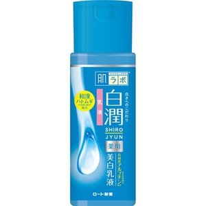 【肌研(ハダラボ) 白潤 薬用美白乳液の商品詳細】●肌の白さとうるおいにとことんこだわって選んだ天然型高純度アルブチン(美白*有効成分)とナノ化ヒアルロン酸(うるおい成分)を配合した、べたつかずなめらかな薬用美白*乳液です。●整肌うるおい成分としてビタミンC誘導体、ビタミンE、和漢植物由来ハトムギエキス配合。●たっぷりうるおって、輝くような明るい肌へ。●弱酸性。無香料・無着色・鉱物油フリー・アルコールフリー。●医薬部外品。*メラニンの生成をおさえ、シミ・そばかすを防ぎます。【販売名】ハダラボ薬用ホワイトニング乳液b【成分】【有効成分】アルブチン【その他の成分】ヒアルロン酸Na-2、加水分解ヒアルロン酸(ナノ化ヒアルロン酸)、ビタミンCリン酸Mg、ビタミンE、ヨクイニンエキス(ハトムギエキス)、DPG、α-オレフィンオリゴマー、濃グリセリン、トリオクタン酸グリセリル、メドウフォーム油、ジグリセリン、BG、ベヘニルアルコール、カルボキシビニルポリマー、ヒドロキシエチルセルロース、キサンタンガム、ステアリン酸ソルビタン、イソステアリン酸POE(20)ソルビタン、水酸化K、エデト酸塩、フェノキシエタノール、パラベン◆肌研(ハダラボ) 白潤 薬用美白乳液【お問い合わせ先】こちらの商品につきましては、当店(ドラッグピュア）または下記へお願いします。製造・販売元：ロート製薬株式会社544-8666 大阪市生野区巽西1-8-106-6758-1230広告文責：株式会社ドラッグピュア作成：201902MK神戸市北区鈴蘭台北町1丁目1-11-103TEL:0120-093-849製造販売：ロート製薬株式会社区分：医薬部外品 ■ 関連商品ロート製薬株式会社 お取扱い商品肌研(ハダラボ) シリーズ