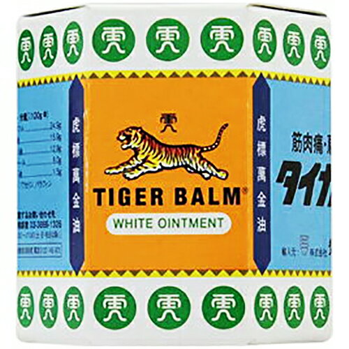 ■製品特徴 タイガーバームはシンガポール虎豹兄弟国際有限会社で開発され、100年以上にわたってアジアを中心におよそ100の国々で販売されている、肩こり、腰痛、筋肉痛、筋肉疲労、うちみ、ねんざ、神経痛などのための外用消炎鎮痛剤です。 すぐれた浸透性をもった軟膏タイプで、患部にぬると植物由来の生薬成分が皮膚からすみやかに吸収されて、血行を促進し、肩のこり、筋肉の疲れ、痛みに効果をあらわします。 また、肩こりや筋肉痛の時は筋肉をもみほぐすことも効果がありますが、タイガーバームをマッサージするようによくすり込みますと、有効成分が浸透し、いっそう効果的です。 ◆タイガーバームの特長 1．タイガーバームはd-カンフルを中心にハッカ油，ユーカリ油，l-メントール，チョウジ油が皮膚から患部に浸透して血液循環を良くし，筋肉の疲れ，痛み，肩のこりにすぐれた効きめをあらわします。 2．タイガーバームは軟膏タイプです。手足の毛深い部分にも簡単にすり込むことができ，むらなく患部全体に塗布できます。ベトつかずサラッとした使用感とユニークな清涼感が特長です。 3．タイガーバームは、ご家庭での使用だけでなく，スポーツ・レジャーの時にも持ち運びに便利な小型容器入りです。 ■使用上の注意 ■してはいけないこと■ (守らないと現在の症状が悪化したり、副作用が起こりやすくなります。) 1.次の部位には使用しないでください (1)目の周囲、粘膜など。 (2)湿疹、かぶれ、傷口。 ▲相談すること▲ 1．次の人は使用前に医師、薬剤師又は登録販売者に相談してください 薬などによりアレルギー症状を起こしたことがある人。 2．使用後、次の症状があらわれた場合は副作用の可能性があるので、直ちに使用を中止し、添付の説明文書を持って医師、薬剤師又は登録販売者に相談してください ［関係部位：症状］ 皮膚：発疹・発赤，かゆみ 3．5-6日間使用しても症状がよくならない場合は使用を中止し、添付の説明文書を持って医師、薬剤師又は登録販売者に相談してください ■効能・効果 肩のこり、腰痛、筋肉痛、筋肉疲労、打ち身、捻挫、神経痛、関節痛、リウマチ ■用法・用量 1日数回、適量を患部に塗布又は塗擦する。 ＜用法関連注意＞ 1）小児に使用させる場合には、保護者の指導監督のもとに使用させてください。 2）目に入らないよう注意してください。万一目に入った場合には、すぐに水又はぬるま湯で洗ってください。なお、症状が重い場合には，眼科医の診療を受けてください。 3）外用にのみ使用してください。 4）皮膚の弱い人は，使用前に腕の内側の皮膚の弱い箇所に、少量を塗り半日以上たっても発疹・発赤、かゆみ、かぶれなどの症状が起きないことを確かめてから使用してください。 ■成分分量 100g d-カンフル 24.9g ハッカ油 15.9g ユーカリ油 12.9g l-メントール 8g チョウジ油 1.5g 添加物として ワセリン、パラフィン を含有します。 ■剤型：塗布剤 ■保管及び取扱い上の注意 （1）直射日光の当たらない湿気の少ない涼しい所に密栓して保管してください。 （2）小児の手の届かない所に保管してください。 （3）本剤のついた手で，目や粘膜に触れないでください。 （4）他の容器に入れ替えないでください（誤用の原因になったり品質が変わることがあります。）。 （5）使用期限を過ぎた製品は使用しないでください。 【お問い合わせ先】 こちらの商品につきましては当店(ドラッグピュア)または下記へお願いします。 シミックCMO株式会社　お客様相談室 電話：0120-305-633 受付時間：9:00-17:00(土・日・祝を除く) 広告文責：株式会社ドラッグピュア 作成：201910SN 神戸市北区鈴蘭台北町1丁目1-11-103 TEL:0120-093-849 製造販売：シミックCMO株式会社 区分：第3類医薬品 文責：登録販売者 松田誠司使用期限：使用期限終了まで100日以上 ■ 関連商品 タイガーバーム シミックCMO　お取り扱い商品 肩こり・腰痛・筋肉痛　関連商品