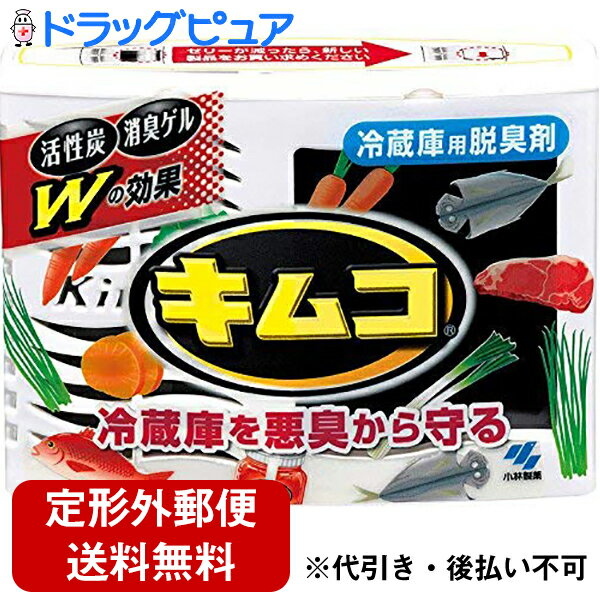 【商品説明】 ・ 備長炭の8倍のパワーの活性炭を配合して冷蔵庫用脱臭剤 ・ 魚や漬物などキツイ臭いでもしっかり消します ・ 効き目は6ヶ月しっかり持続します ・ 炭入りゼリーで取替え時期が一目でわかります ・ 対応サイズ：中・大型冷蔵庫用(450Lまで) 【使用方法】 (1)容器底面からフィルムを破る。 (2)フタを外し、ゼリーの容器を取り出す。 (3)アルミシールをはがす。 (4)ゼリーの容器をもとに戻し、フタを閉めて使う。 ・ 容器の中に入っている黒い袋は破らずにそのまま使用する。 ・ ゼリー表面に白い粒状のものが現れることがあるが、ゼリーの中の成分で、機能・衛生上問題はない。 ・ 容器は立てて使用する。倒すとゼリーがきれいに下に減らない。 【品質表示】 ・ 用途・・・冷蔵室用 ・ 成分・・・ヤシ殻活性炭、造粒活性炭、両性界面活性剤系消臭剤 ・ 有効期限・・・開封後約5-6ヶ月間(使用環境、設置場所などにより異なります) 【使用上の注意】 ・ 本品は食べられない。 ・ 小児の手の届くところに置かない。 ・ 高温、直射日光の当たる場所に置かない。 ・ 用途以外には使用しない。 ・ 冷凍室では使用しない。 【応急処置】 ・ 薬剤が目に入った場合は、こすらずすぐに流水で洗い流す。 ・ 手についた場合はよく洗う。 ・ 食べた場合は水を飲ませる。 ・ 異常がある場合は本品を持参し、医師に相談する。 【お問い合わせ先】 こちらの商品につきましての質問や相談につきましては、 当店（ドラッグピュア）または下記へお願いします。 小林製薬株式会社 大阪市中央区道修町4-3-6 TEL:06-6203-3625 　お客様相談室 受付時間:9:00〜17:00（土日、祝日を除く） 広告文責：株式会社ドラッグピュア 作成：201901KT 神戸市北区鈴蘭台北町1丁目1-11-103 TEL:0120-093-849 製造・販売：小林製薬株式会社 区分：生活用品・日本製 ■ 関連商品 小林製薬株式会社　お取扱い商品 冷蔵庫用脱臭剤 関連用品 キムコ シリーズ