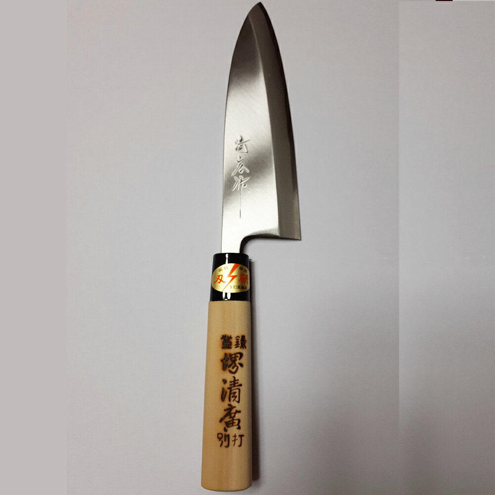 【メーカー直送品(代引き不可)・送料無料】仁村金物店　手打高級品　堺清廣　別打ち　出刃包丁（磨き、鋼（ハガネ）付き）大きな魚用［片刃180mm］1本【箱付】【名入れ無料サービス対象商品(要4-5日)】