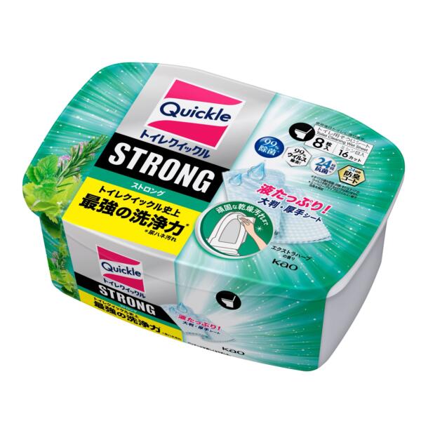 【本日楽天ポイント5倍相当】【送料無料】花王株式会社 トイレクイックル ストロング エクストラハーブの香り 容器入 8枚<トイレ用 お掃除シート 大判 厚手タイ...