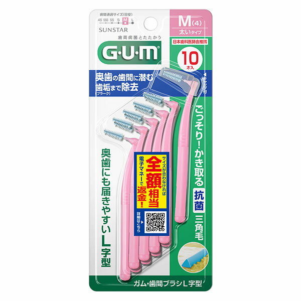 【本日楽天ポイント5倍相当】【送料無料】サンスター株式会社 ガム・歯間ブラシ L字型(太いタイプ) Mサイズ 10本【ドラッグピュア楽天市場店】【RCP】【△】