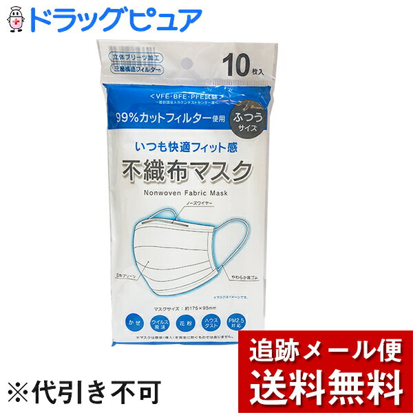 【本日楽天ポイント5倍相当】【☆】【在庫あり　順次出荷します　eiga】【メール便で送料無料】利松株式会社　99％カットフィルター使用いつも快適フィット感　不織布マスク ふつうサイズ 10枚入＜かぜ、PM2.5、ウィルス飛沫ハウスダスト花粉対策に＞