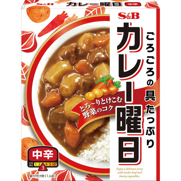 ■製品特徴たっぷりの具材と野菜がとろ〜り溶け込むまろやかなカレーソースでじっくり煮込んだおいしさです。国産のじゃがいも、人参にやわらかな角切りビーフ。たっぷりのごろごろ具材と野菜がとろ〜り溶け込むまろやかなカレーソースでじっくり煮込んだおいしさです。■内容量230g■原材料野菜・果実（じゃがいも（国産）、人参、玉ねぎ、バナナ）、ソテー・ド・オニオン、ハーブ煮込み牛肉（牛肉、食塩、香辛料）、小麦粉、牛脂豚脂混合油脂、パーム油・なたね油混合油脂、砂糖、チキンエキス、カレー粉、食塩、乳糖、ポテトペースト、ウスターソース、チキンブイヨン、ビーフエキス、ミルクパウダー、ソースパウダー、酵母エキス、たん白加水分解物（かつお、いわし）／調味料（アミノ酸等）、カラメル色素、増粘剤（加工デンプン、増粘多糖類）、塩化Ca、酸味料、香料、香辛料抽出物、乳酸Ca、（一部に小麦・乳成分・牛肉・大豆・鶏肉・バナナ・りんごを含む）■栄養成分表示1食分(230g)あたり：エネルギー235kcal。たんぱく質6.4g。脂質11.3g。炭水化物26.9g。食塩相当量2.7g。■使用方法召し上がり方お湯で温める場合パウチの封を切らずに熱湯の中に入れ、5〜7分間沸騰させてください。電子レンジの場合必ず深めの容器に移し、ラップをかけて温めて下さい。500Wの場合約2分30秒600Wの場合約2分※パウチのまま電子レンジで加熱しないでください。※オート(自動あたため)機能は使用しないでください。※加熱時間はお使いの機種によって異なりますので、加減して下さい。■注意事項直射日光を避け涼しい所に保存して下さい。袋を開ける時や、ルウをご飯にかける時の、やけどにご注意ください。開封前賞味期限：24ヶ月【お問い合わせ先】こちらの商品につきましての質問や相談は、当店(ドラッグピュア）または下記へお願いします。エスビー食品株式会社〒103-0026 東京都中央区日本橋兜町 18-8電話：0120-120-671平日午前9時〜午後5時（土・日・祝日、夏期・年末年始等の当社休業日を除く）広告文責：株式会社ドラッグピュア作成：201908YK神戸市北区鈴蘭台北町1丁目1-11-103TEL:0120-093-849製造販売：エスビー食品株式会社区分：食品・日本文責：登録販売者 松田誠司■ 関連商品カレー関連商品エスビー食品株式会社お取り扱い商品