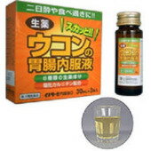 【商品説明】ウコンと6種類の健胃・強肝効果のある生薬と胃の運動や働きを高める洋薬を配合した、服用感（実感）のある水剤（30ml／1本飲み）。3本パックで宴会などの前、暴飲暴食の後、翌朝（二日酔い）にそれぞれ1本ずつ…で万全の対策です。●成分・分量本品1日量3びん（90ml）中塩化カルニチン：300mg、ウコン流エキス：0.6ml（原生薬換算：600mg）、ゲンチアナチンキ：1.8ml（原生薬換算：540mg）、ショウキョウチンキ：0.9ml（原生薬換算：180mg）、ケイヒチンキ（原生薬換算：180mg）、ソウジュツ流エキス：0.6ml（原生薬換算：600mg）、ニンジン流エキス：0.3ml（原生薬換算：300mg）添加物としてl-メントール、D-ソルビトール、グリセリン、ゼラチン、リン酸水素Na、パラベン、安息香酸Na、エタノールを含有してます。●効能・効果食欲不振、胃部・腹部膨満感、消化不良、胃弱、食べ過ぎ、飲み過ぎ、胸やけ、胃もたれ、胸つかえ、はきけ（むかつき、胃のむかつき、二日酔・悪酔のむかつき、嘔気、悪心）、嘔吐●用法・用量成人（15才以上）1回1びんを1日3回を限度として服用して下さい。ただし、服用間隔は4時間以上おいてください。●使用上の注意事項■相談すること1．医師の治療を受けている人は服用前に医師、薬剤師または登録販売者に相談して下さい。2．しばらく服用しても症状が良くならない場合は服用を中止し、医師、薬剤師又は登録販売者に相談して下さい。●保管及び取り扱いの注意(1)直射日光の当たらない湿気の少ない涼しい所に保管してください。(2)小児の手の届かない所に保管してください。(3)他の容器に入れ替えないで下さい。（誤用の原因になったり品質が変わります。）(4)使用期限を過ぎた製品は服用しないで下さい。 広告文責：株式会社ドラッグピュア作成：201311ST神戸市北区鈴蘭台北町1丁目1-11-103TEL:0120-093-849製造元：伊丹製薬株式会社 滋賀県高島市今津町下弘部280 TEL. 0748-62-4161区分：第3類医薬品・日本製文責：登録販売者　松田誠司■ 関連商品伊丹製薬株式会社　お取扱商品