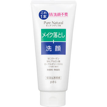 ■ピュアナチュラル クレンジング洗顔 170g【pdc】 メイク落ち実感！「メイク落とし」と「洗顔」が1つになって朝も夜もこれ1本。スッキリ落としてしっとり洗い上げるクレンジング洗顔。 ■内容量：170g ■成分： 水、ミリスチン酸、グリセリン、ステアリン酸、水酸化K、ラウリン酸、ステアリン酸グリセリル、水溶性コラーゲン、ヒアルロン酸Na、ローヤルゼリーエキス、PG、BG、ヤシ油脂肪酸PEG-7グリセリル、デシルグルコシド、マルチトール、ポリクオタニウム－7、ヒドロキシエチルウレア ■使用方法： お顔全体を水でぬらした後、手のひらに適量(約1cm)をとり、水またはぬるま湯を加えて泡立ててから洗い、そのあと十分にすすいでください。 ■使用上の注意： ・傷や湿疹等、異常のある部位には使用しないでください。 ・使用中、赤み、はれ、かゆみ、刺激等の異常が出たら使用を中止し、皮フ科専門医等に相談してください。 ・目に入らないよう注意してください。入った場合は、すぐに洗い流してください。 ・使用後はしっかりとフタを閉め、極端に高温または低温、直射日光のあたる場所や乳幼児の手が届く所には保管しないでください。 ■発売元： 株式会社pdc 〒106-0047　東京都港区南麻布4-2-34　天現寺スクエア4階 TEL：03-5739-0822 ■広告文責： 多賀城ファーマシー 株式会社 TEL. 022-362-1675 ■原産国：日本 ■区分：化粧品 ※パッケージデザイン等は予告なく変更されることがあります。